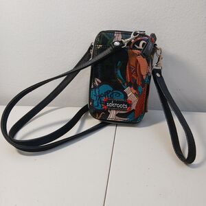 Sakroots Black & Multicolor Smartphone Crossbody Wallet Wristlet Convertible
